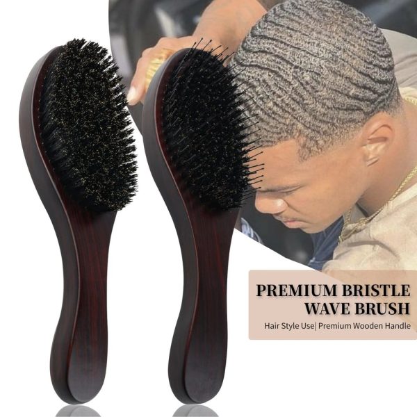 Wholesale Wood Slick Back Brush Custom Logo 100% Boar Bristle Wave Brush
