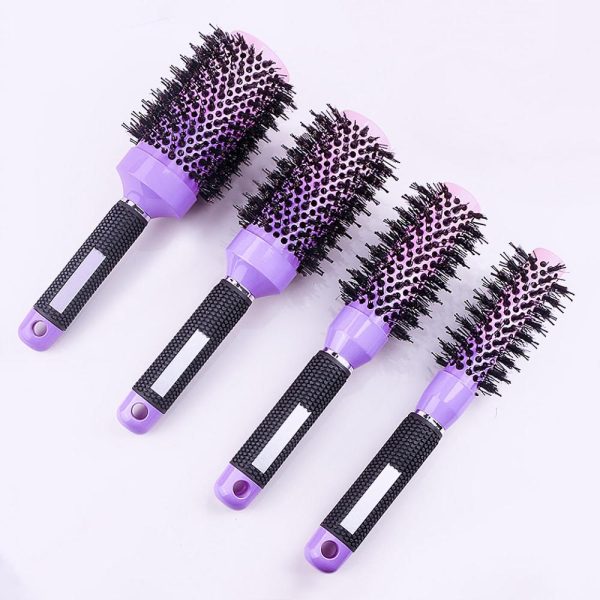 Professional Boar Bristle Brush Ceramic Thermal Ionic Hair Straightener Brush