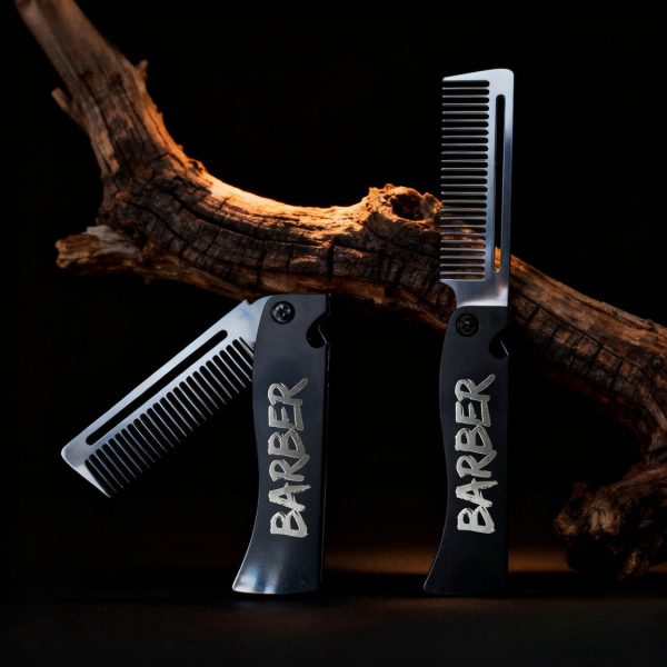 Barber Metal Fold Comb – Professional Barber Haircutting Comb - SKU PG1175