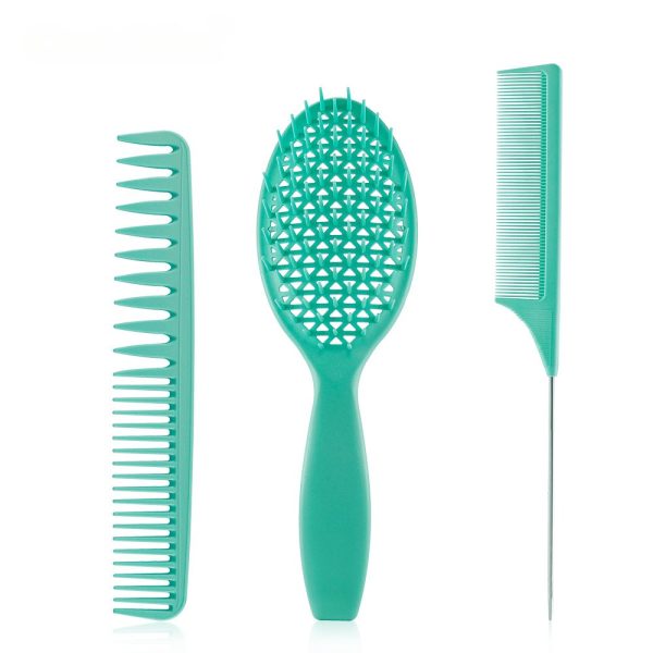 3pcs/set Green Detangle Brush Set 03 – Detangling Hair Brush for Salon Styling - SKU PG1028