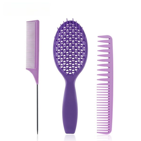 3pcs/set Purple Detangle Brush Set 03 – Detangling Hair Brush for Salon Styling - SKU PG1052