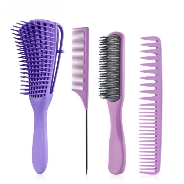 Purple 4pcs/Set Detangle Brush Set – Detangling Hair Brush for Salon Styling - SKU PG1011