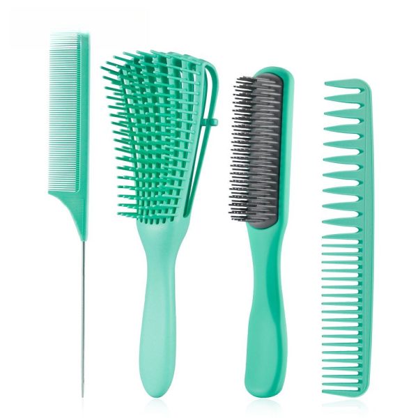 Green 4pcs/Set Detangle Brush Set – Detangling Hair Brush for Salon Styling - SKU PG1059