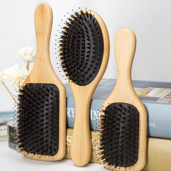 Boar Bristle Scalp Massage Air Cushion Brush – Detangling Hair Brush for Salon Styling - SKU PG1018