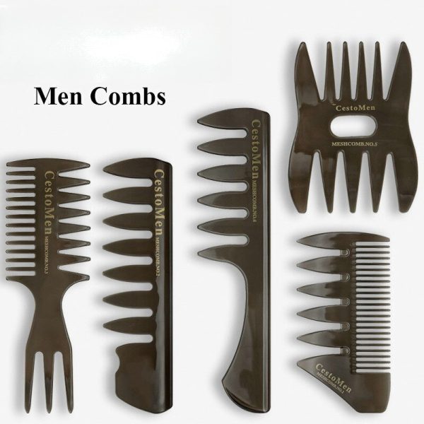 Peigne de coiffure &agrave; grandes dents pour salon, lot de 5 &ndash; Peigne professionnel pour barbier