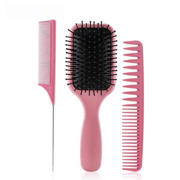 3pcs/set Pink Detangle Brush Set 04 – Detangling Hair Brush for Salon Styling - SKU PG1033