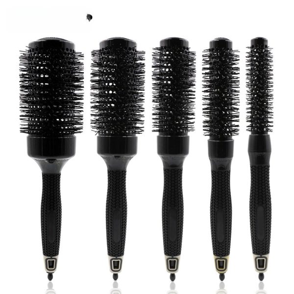 Black Anti Heat Ceramic Round Brush for Professional Hair Salon Use - SKU PG1040