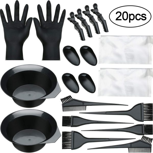 20 Pieces Hair Dye Brush and Bowl Set – Hair Coloring Tools Kit for Salon Dyeing - SKU PG1005