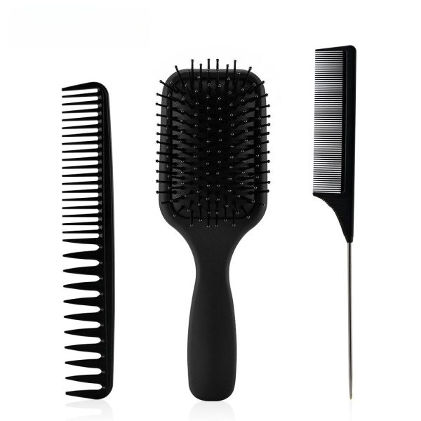 3pcs/set Black Detangle Brush Set 04 – Detangling Hair Brush for Salon Styling - SKU PG1024