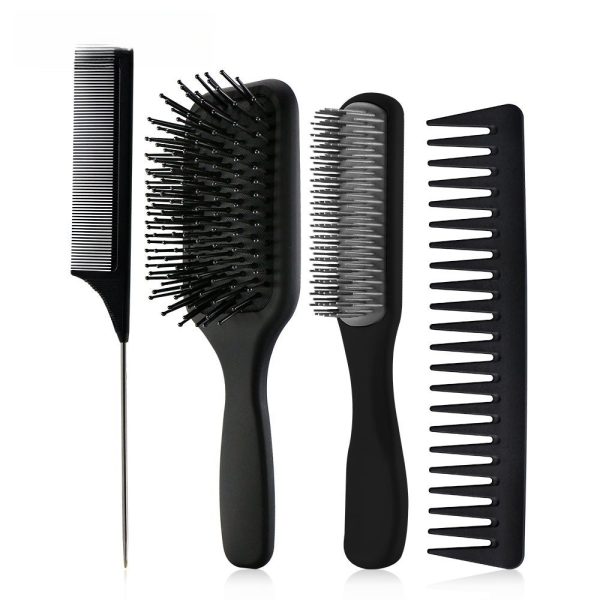 Black 4pcs/Set Detangle Brush Set – Detangling Hair Brush for Salon Styling - SKU PG1017