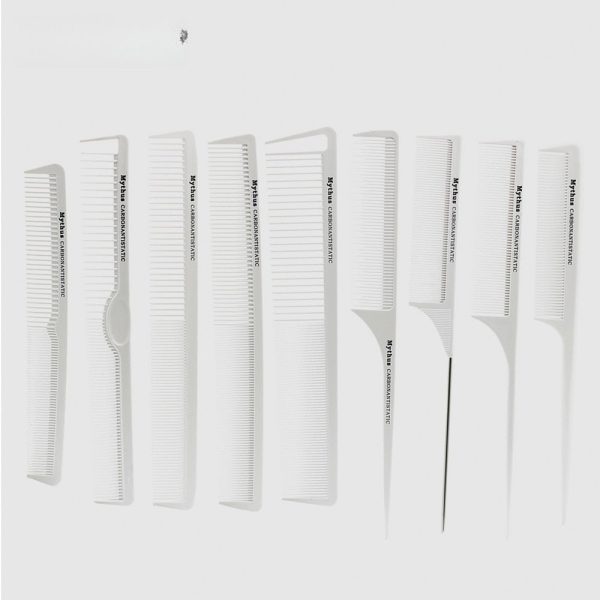 10 Designs White Hairdressing Carbon Comb Set – Professional Hair Cutting Comb Set - SKU PG1021