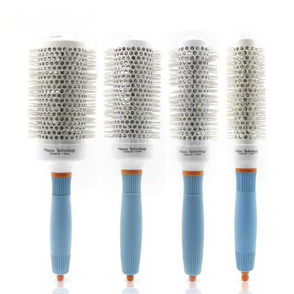 Blue Rubber Ceramic Round Brush for Professional Hair Salon Use - SKU PG1041