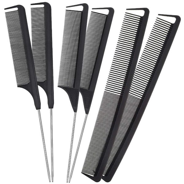 6 Pieces Parting Comb Rat Tail Hair Comb Set – Professional Hair Cutting Comb Set - SKU PG1014