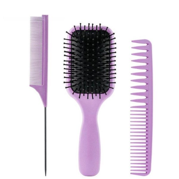 3pcs/set Purple Detangle Brush Set 04 – Detangling Hair Brush for Salon Styling - SKU PG1067