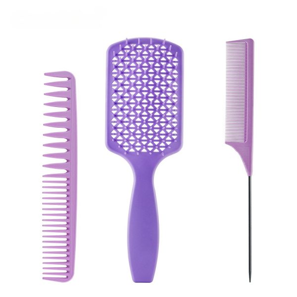 3pcs/set Purple Detangle Brush Set 01 – Detangling Hair Brush for Salon Styling - SKU PG1030