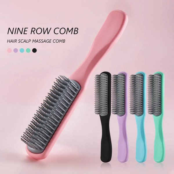™ 9 Row Massage Scalp Brush – Detangling Hair Brush for Salon Styling - SKU PG1060