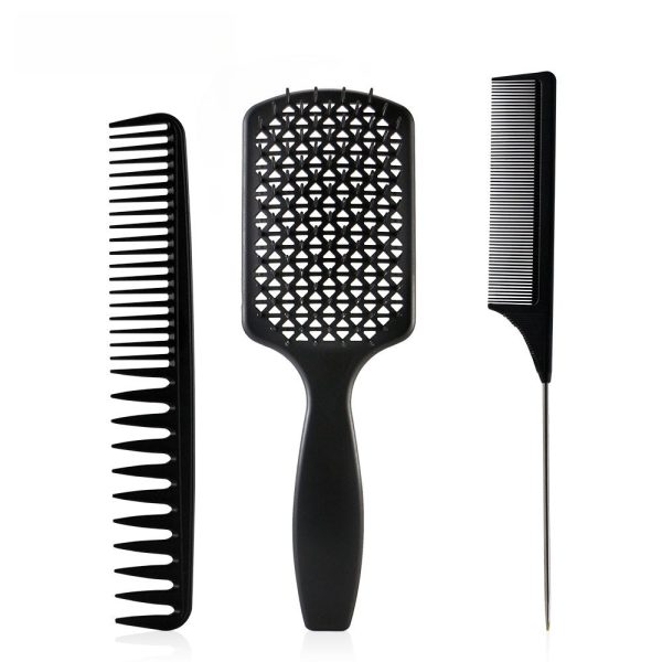 3pcs/set Black Detangle Brush Set 01 – Detangling Hair Brush for Salon Styling - SKU PG1022