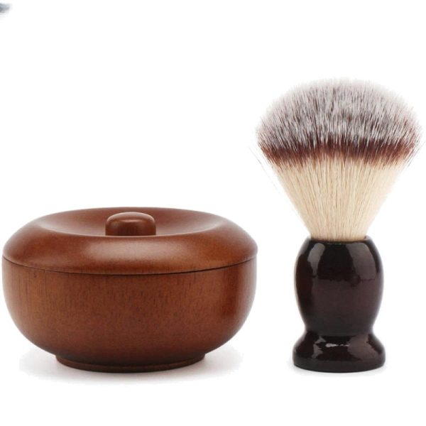 Old Fashion Shave Lather Brush, Wooden Vintage Shave Mug with Lid – Professional Shaving Brush and Bowl